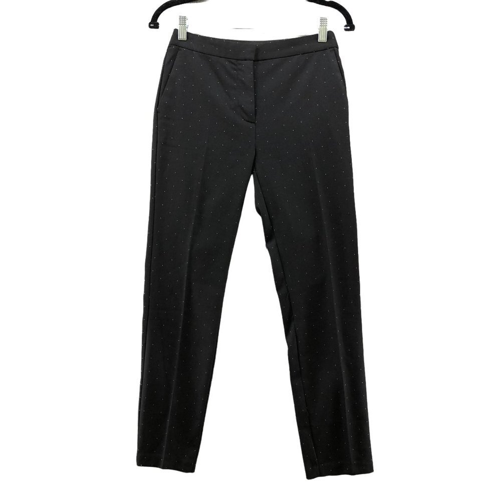 Zara Skinny Dress Pants Womens S Black Polka Dot Slim Mid‎ Rise Comfort Waist